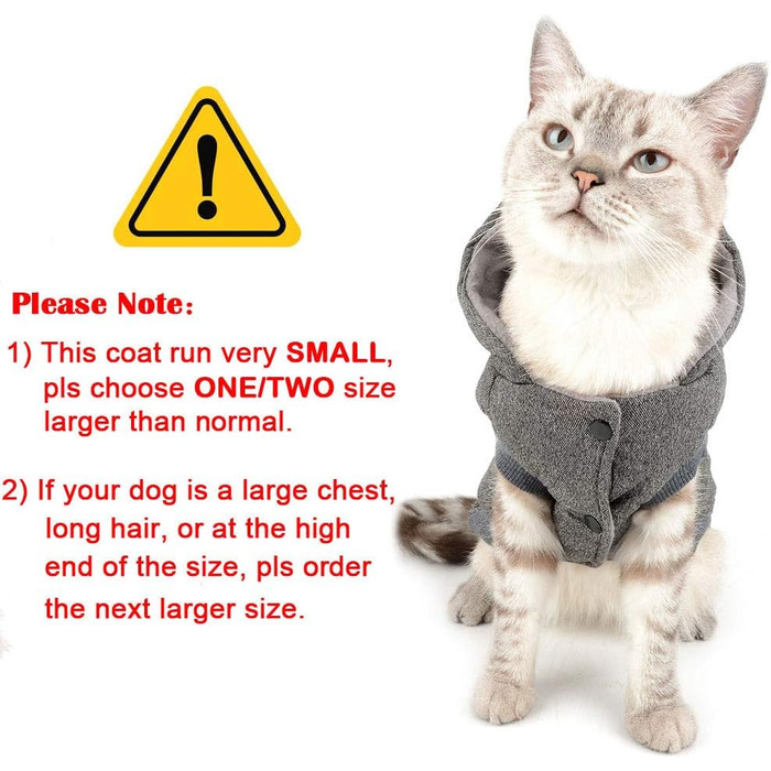 Зунеа - теплий зимовий пуховик для собак маленьких порід, флісова куртка з капюшоном, вітронепроникний одяг для цуценят, жилет, одяг для собак/кішок, сірий, розмір M