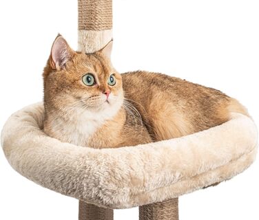 Кліматичний комплекс для котів Kratzbaum 145 см: кігтеточка, ігровий центр, платформа, лежанка, печера, сизаль, бежевий