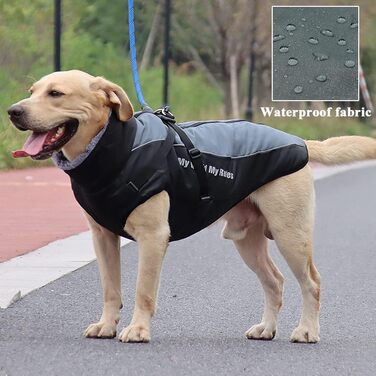 Водонепроникний зимовий одяг для собак, тепла куртка-жилет для собак, захист живота, одяг для домашніх тварин з блискавкою, відображаючий та вітронепроникний, для середніх та великих собак, розмір 2XL-6XL (6XL)