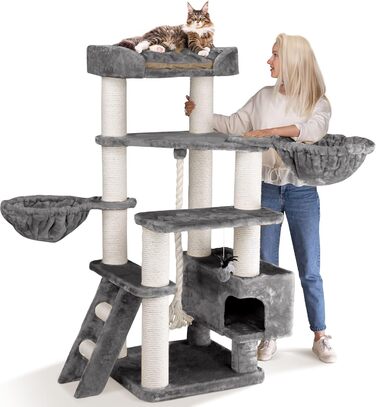 Дряпак для великих котів HAPPYPET Jacob XXL, стійкий кіт-дерево до стелі з сизалевими стовпами та товстою основою, ідеальний для великих порід