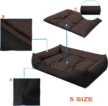 М'яке ліжко для собак та котів, 84x65 см, коричневе. Зручне, з піднятими бортиками, легко миється. Підходить для маленьких собак та котів.