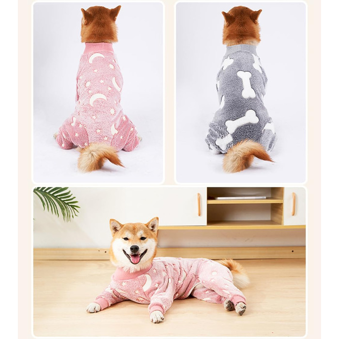 Піжама для собак тепла зимова, комбінезон з флісу, светр для цуценят та собак середніх розмірів, одяг для домашніх тварин, рожевий колір, розмір S
