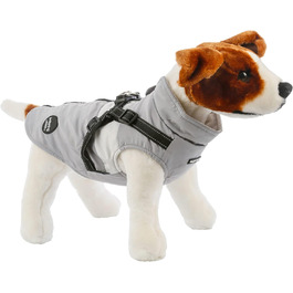 Тепла куртка для собак, зимова жилетка для малих та середніх собак, пуловер для собак, вітронепроникна жилетка з кільцем для повідка, сірий колір, розмір M