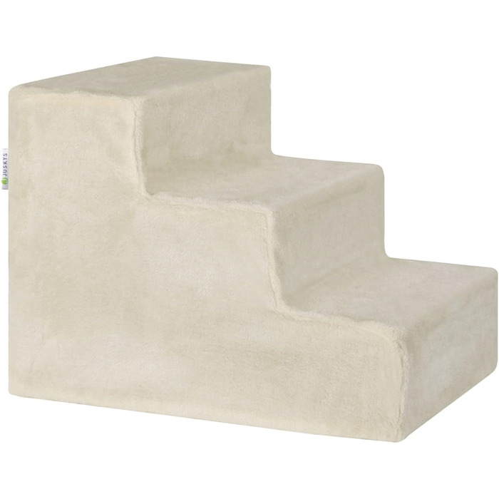 Сходинка для собак та котів Juskys - 3 сходинки, плюшевий знімний чохол, для ліжка, дивану, авто (Бежевий)