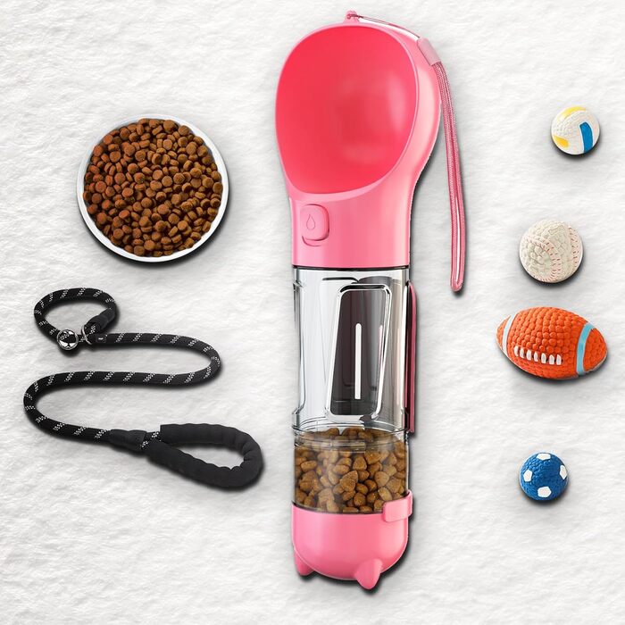 Водяна пляшка для собак Fantasybear 3-в-1 з контейнером для їжі, 300 мл, блакитна. Без BPA. Підходить для великих та маленьких собак та котів. Для прогулянок, подорожей та активного відпочинку.