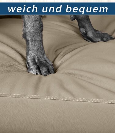 М'яке ортопедичне ліжко для собак середніх порід, коричневе, з антиковзким покриттям, з штучної шкіри, миється, розмір 83 x 55 x 7 см