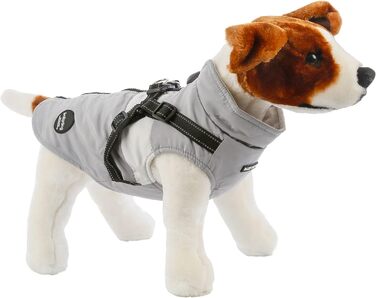 Тепла куртка для собак, зимова жилетка для малих та середніх собак, пуловер для собак, вітронепроникна жилетка з кільцем для повідка, сірий колір, розмір M