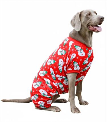 Піжама для собак Lanyarco з оленем, бавовняна, червона, для середніх собак, розмір 3XLarge (довжина спини 50,8 см)