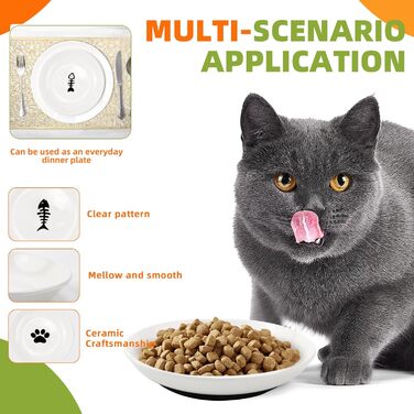 Набір мисок для котів GMMG, 6 шт. з кераміки, плоскі, для корму, миски для котів