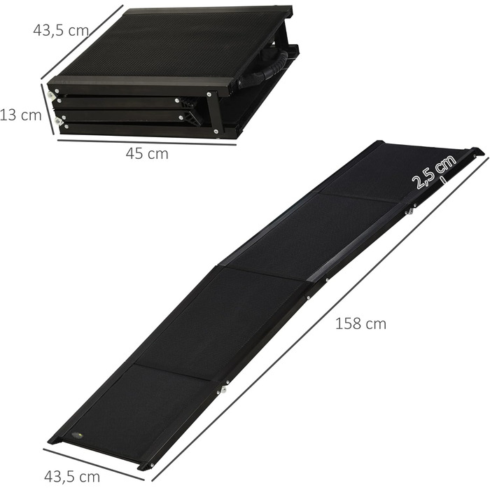 Рампа для собак PawHut - складана, алюмінієва, до 40 кг, 158 x 43,5 см