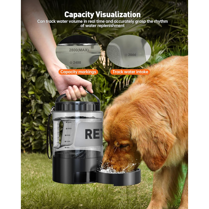 Водяна пляшка для собак Lesotc 2200 мл (2.8л) – велика, для подорожей, чорна