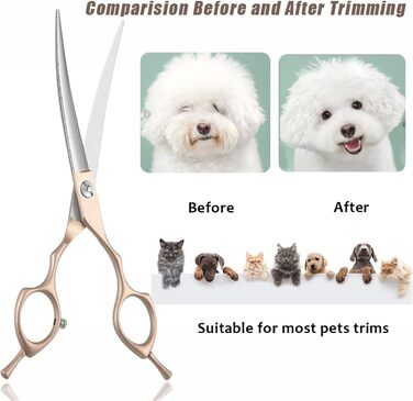 Професійна вигнута ножиця для собак 7 дюймів (440C сталь) - для грумінгу собак та котів