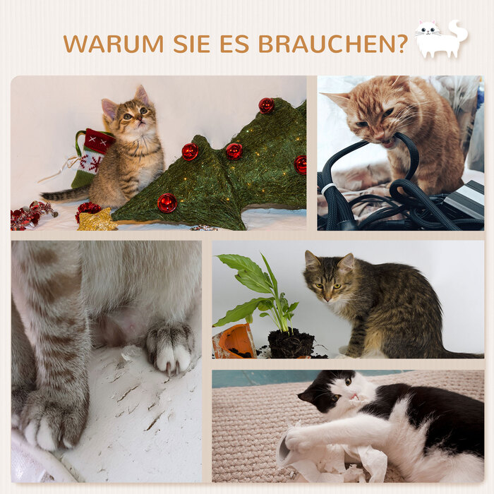 PawHut Cat Lounger Cat Tree з плюшевою подушечкою Play Ball 53 см Розважальна полиця для кішок білого кольору для щасливих котів