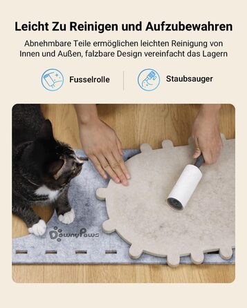 Кігтеточка-будиночок для котів DownyPaws з фетру, 2-ярусна, 50x33x50 см, для ігор та відпочинку, теплий дизайн, захист кігтів, білий