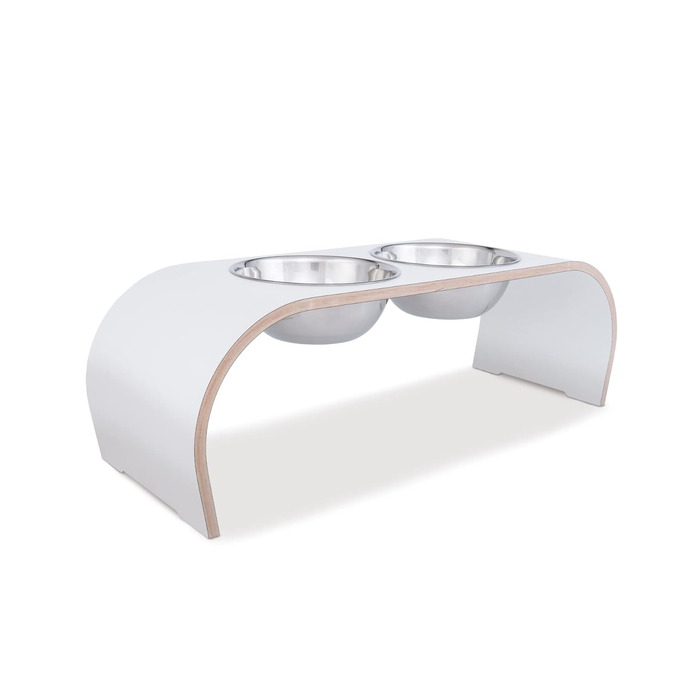 Набір мисок для собак ilaCasa - 2 шт. Підвищені, подвійні миски для корму та води. Підходить для собак великих порід, колір: білий
