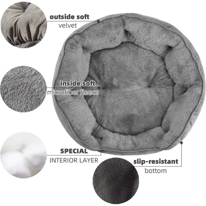 Крісло-ліжко для собак середніх порід, лежанка для котів, м'яке ліжко для цуценят та кошенят, вологостійке, з неслизьким дном, сірого кольору (Велике, 1 шт.)