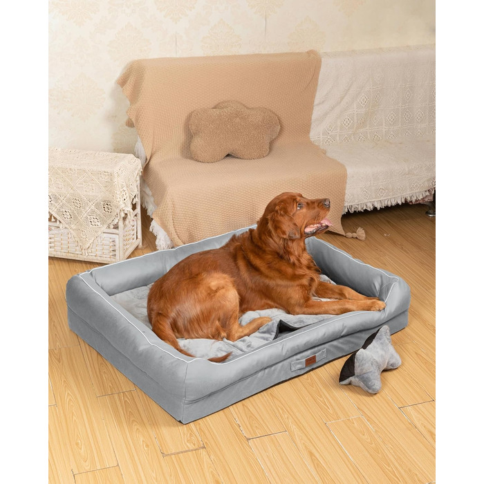 Лягушкове ліжко для собак Raikou з знімним подушкою, м'яке та миється – місце для сну, подушка для собак, собаче ліжко, лежанка для собак – високоякісне ліжко для тварин для вашого вірного компаньйона. (80 * 60 * 7см) (100*80*9см, світло-сірий)