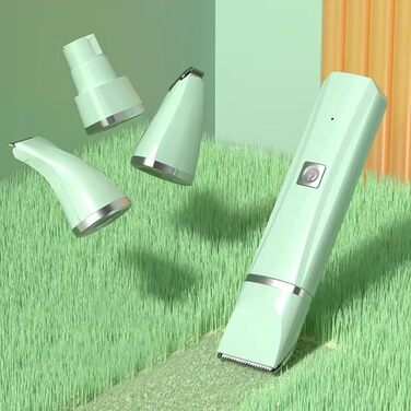 Електричний триммер для собак 4-в-1 безшумний бездротовий для грумінгу, обрізки кігтів та догляду за шерстю, підходить для цуценят, зелений