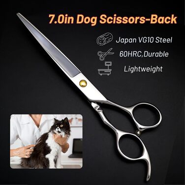 Набір професійних ножиць для грумінгу домашніх тварин 7 дюймів (18 зубців) для собак та котів. Прямі та розріджуючі ножиці, 45% розрідження