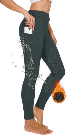 Легінси для верхової їзди жіночі зимові, повний камуфляж, термо, з флісовою підкладкою, водонепроникні, з кишенею для телефону, з петлями для ременя, сірі, розмір L