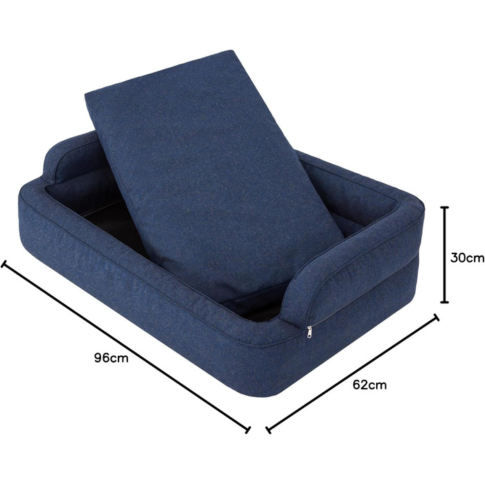 Ліжко для собак та котів, м'яке, знімний чохол, корзина, крісло-ліжко, XXL (117x79 см), Navy Blue