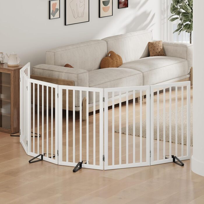 Гілка для собак з бамбука, перегородка для кімнати, 3 панелі, ширина 55 дюймів, білий колір