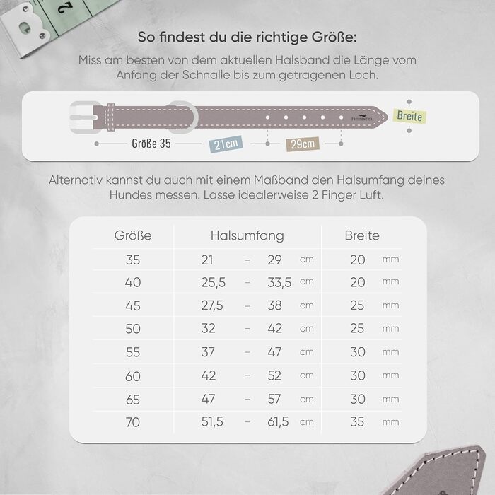 Нашийник для собак Freudentier® Amstelpark з повного зерна шкіри, комфортний, Made in EU, 27.5-38 см, сіро-коричневий