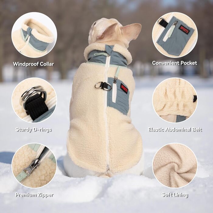 Теплий зимовий пуховик для собак FeimaX: вільний, з D-порогом, для маленьких та середніх собак (зелено-бежевий, S)