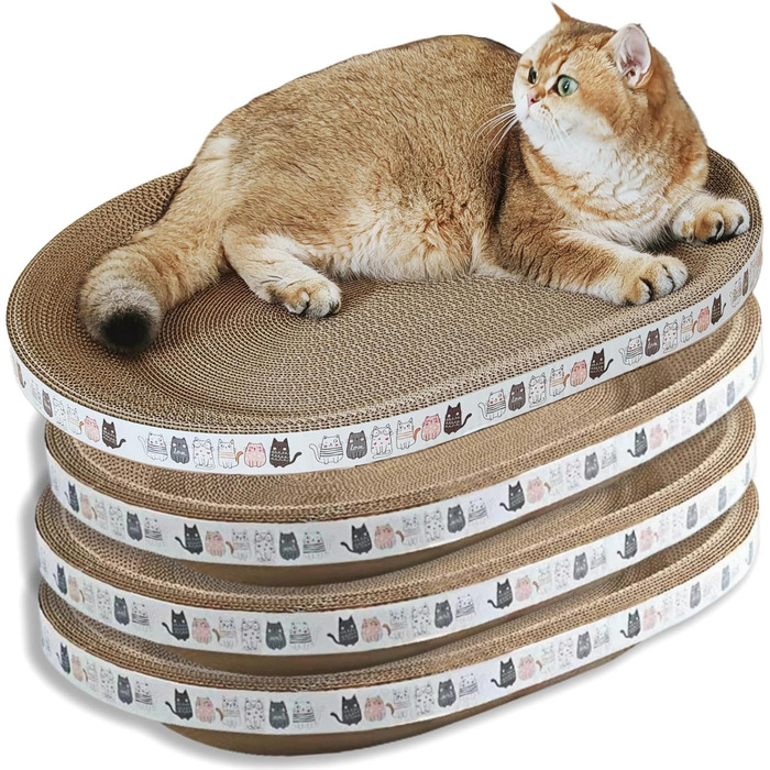 Килимок-крісло для котів 2 шт., 61 см, овал, з картону, з місцем для відпочинку, лежанка-диван, котяча ігрова зона для дому