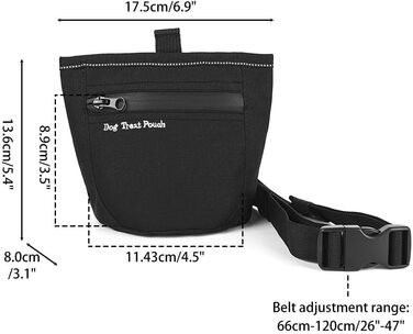 Сумка для ласощів для собак DONGKER з магнітним закриттям, поясна сумка для ласощів для тренувань та виховання цуценят, швидке винагородження, чорна