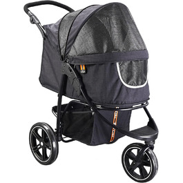 COOPER Складаний візок для собак до 32 кг | Регульована висота, кошик для покупок, Soft Touch ручки, світловідбиваючі елементи | Ідеальний для транспортування домашніх тварин (Чорний)