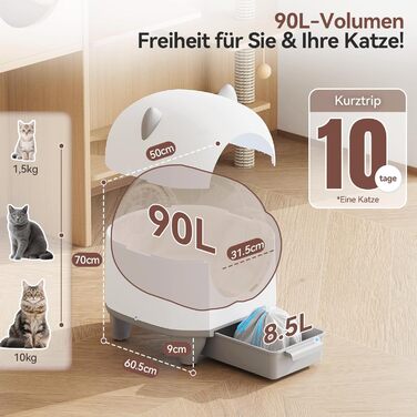 Автоматичний лоток для котів Devoko XXL з самоочищенням, радіокерування, 90л, для кількох котів, анти-запаху