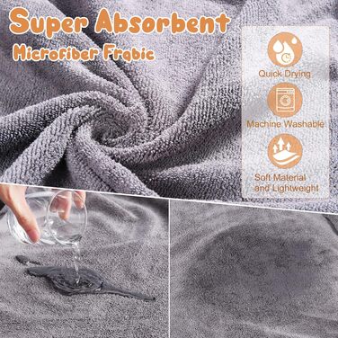 Рушник для собак, мікрофібра, середні та великі породи - сірий, швидке сушіння, супер вбирання, для собак та котів (чорний), XXL, сірий (помаранчевий бік)