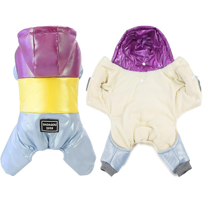 Тепла куртка для собак Izefia Winddichte, для холодної погоди, 4 ноги, теплий зимовий комбінезон для маленьких та середніх собак та котів, XL, фіолетовий