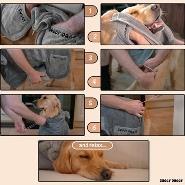SOGGYDOGGY® Розкішний мікрофібровий халат для собак із капюшоном, швидковисихаючий, надзвичайно вбираючий, товстий і м'який рушник для купання, грумінгу та подорожей