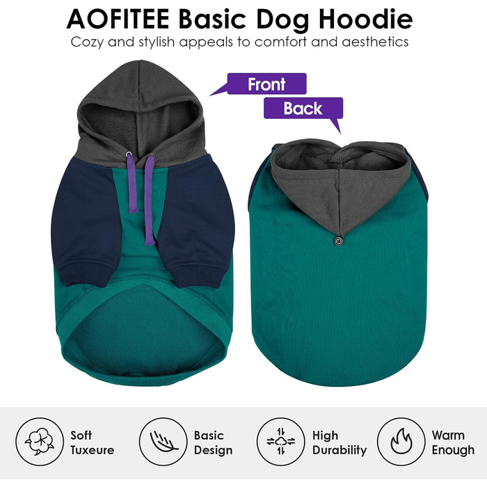 Теплий капюшон для великих собак AOFITEE, рожевий, розмір L. Ідеально для Boston Terrier та Mops. Базовий капюшон для осені та зими.