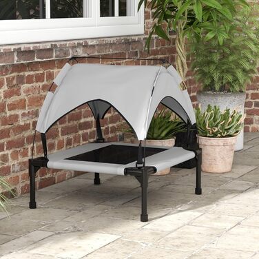 Крісло-ліжко для собак PawHut з балдахіном, сіре, 76 x 61 x 69,5 см