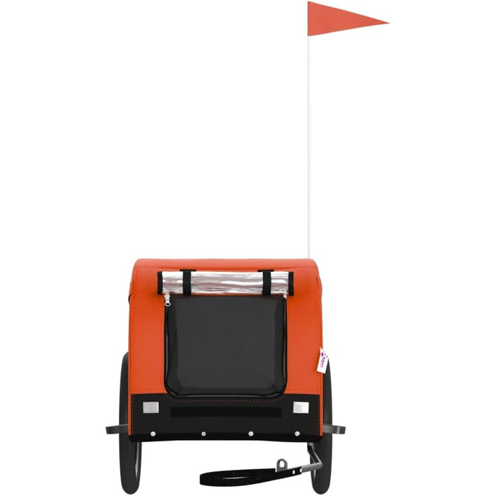 Фарм-причіп для собак Tidyard - 45 кг, з відбивачами та прапором, Oxford-тканина та метал (Помаранчевий/Чорний)