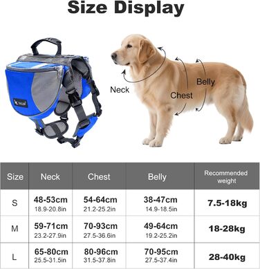 PETCUTE Рюкзак-переноска для собак середніх та великих порід, регульований, для подорожей, прогулянок, тренувань, з ручкою, синій