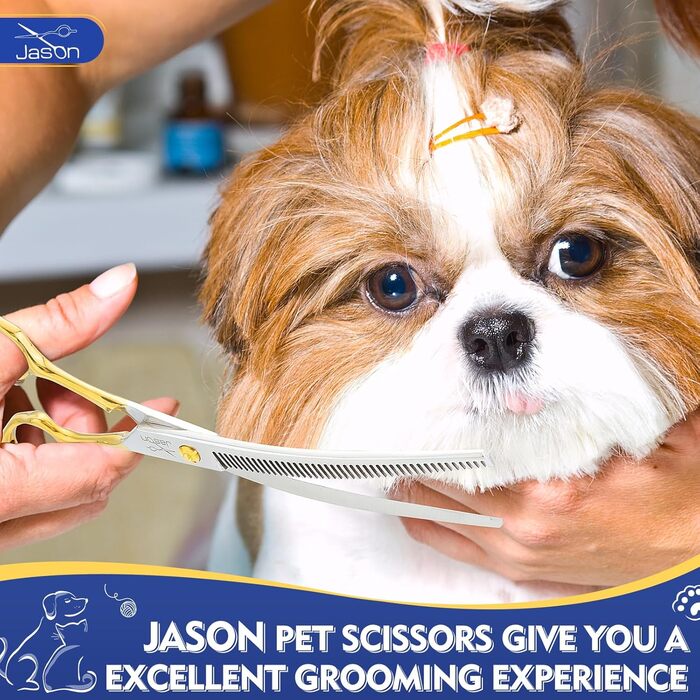 Професійна витончена ножиця для грумінгу собак JASON 7.5 дюймів (43 зуби) з нержавіючої сталі 440C