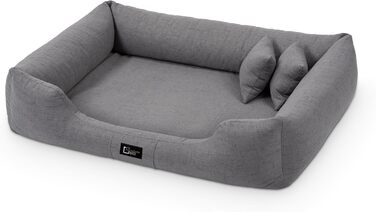 Ортопедичне ліжко для собак Bruno Grosse, середнього та малого розміру - подушка для собак, килимок для собак з тканини Aura - піна з пам'яті, м'яка, довговічна, зносостійка, стійка до розривів (L, Темно-сірий) L Темно-сірий
