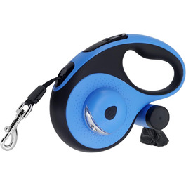 Леєнка для собак MoYouno 8 м з відтягувачем та тримачем для пакетів, синього кольору