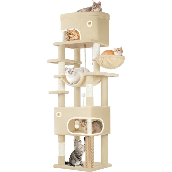 Драбина-кіготь для котів Hzuaneri MS17818SG, 178 см, XXL (60x50x203 см), бежева