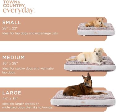 Лежак для тварин TOWN & COUNTRY EVERYDAY CuddleTown, водовідштовхувальний, знімний чохол, м'який, коричнево-бежевий, розмір L, 111,8×86,4×10,2 см