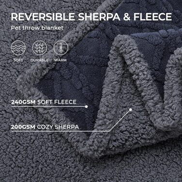 Водонепроникний коврик для собак Luciphia, миючий, для собак, котів, цуценят, м'який, флісовий, шерпа, для ліжка, дивана, канапи (102*145 см, 145*216 см) сірий (сітка) XL