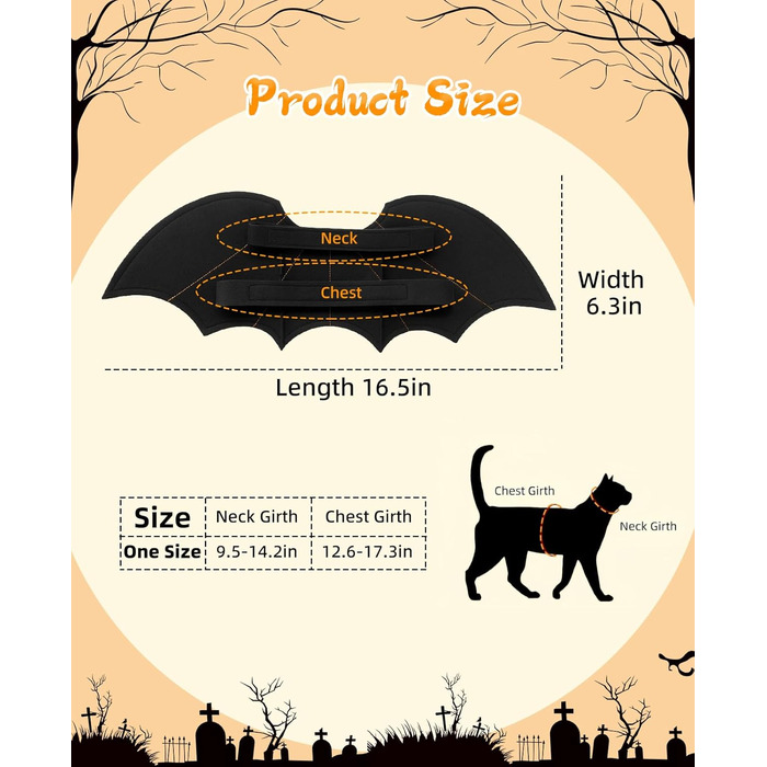 Костюм на Хелловін для собак: крила кажана, аксесуар для вечірки, одяг для цуценят, собак різних розмірів, кумедний косплей (один розмір)