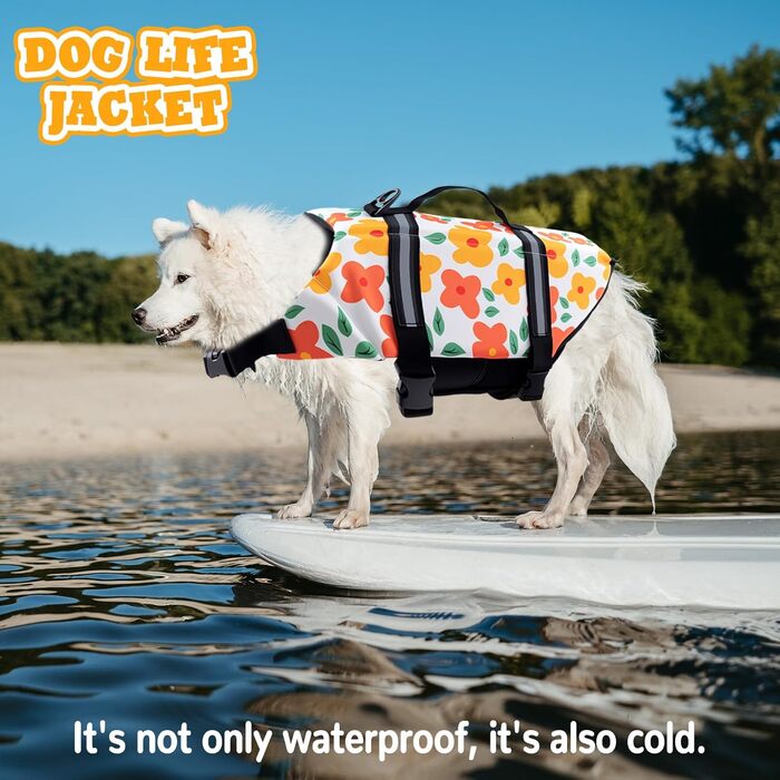 Рятувальний жилет для собак Schwiweste FainFun XL з квітами, Ripstop, регульований розмір, для собак великих і малих порід