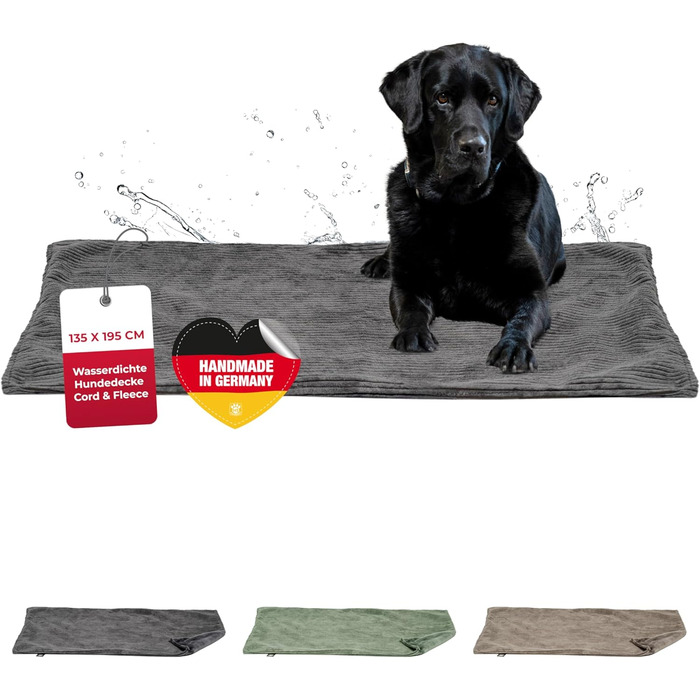 Водонепроникний плед для собак на диван – захист від плям – дихаючий та пральний – для собак та котів – виготовлено в Німеччині (Антрацит, 135x195 см)