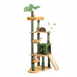 Висока когтеточка для великих кішок із зеленого сизалю