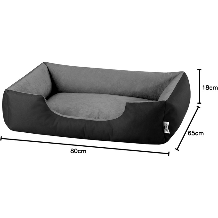Ліжко для собак BedDog THE-ROCK чорного/сірого кольору, розмір L (80 x 65 x 18 см) - зручне ліжко-корзинка для середніх та маленьких собак, знімний чохол, що легко прати
